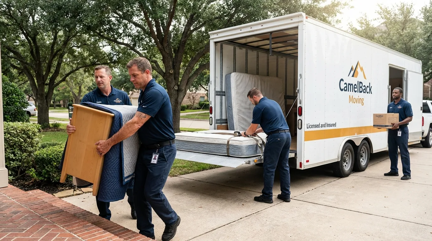 Crew loading residential truck for cross-state move from Bremerton, WA