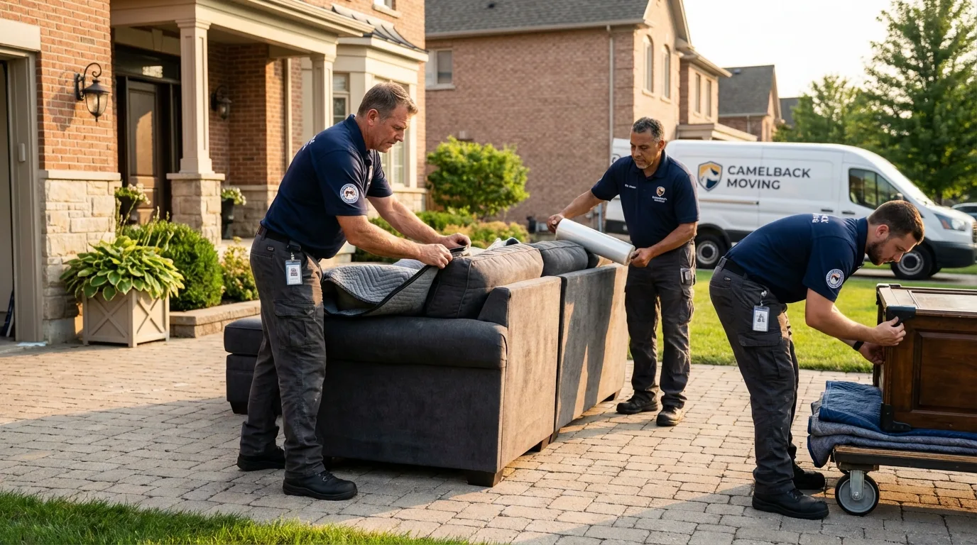 Large estate moving crew wrapping furniture in Bremerton, WA